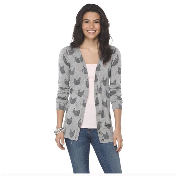 Sweaters | Mossimo Gray Cat Print 
